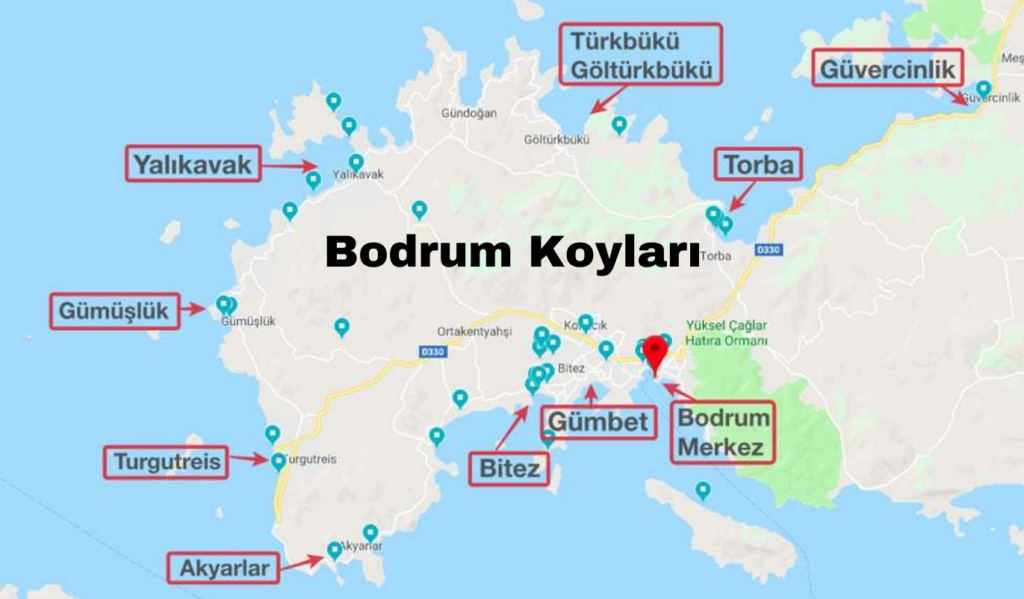 Bodrum Koyları Haritası